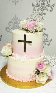 Torte zur Taufe rosa